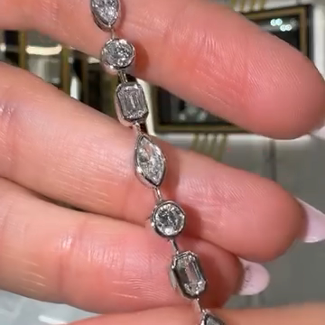 15ct Three-way Cut Zircon Sterling Silver Handmade Bracelet