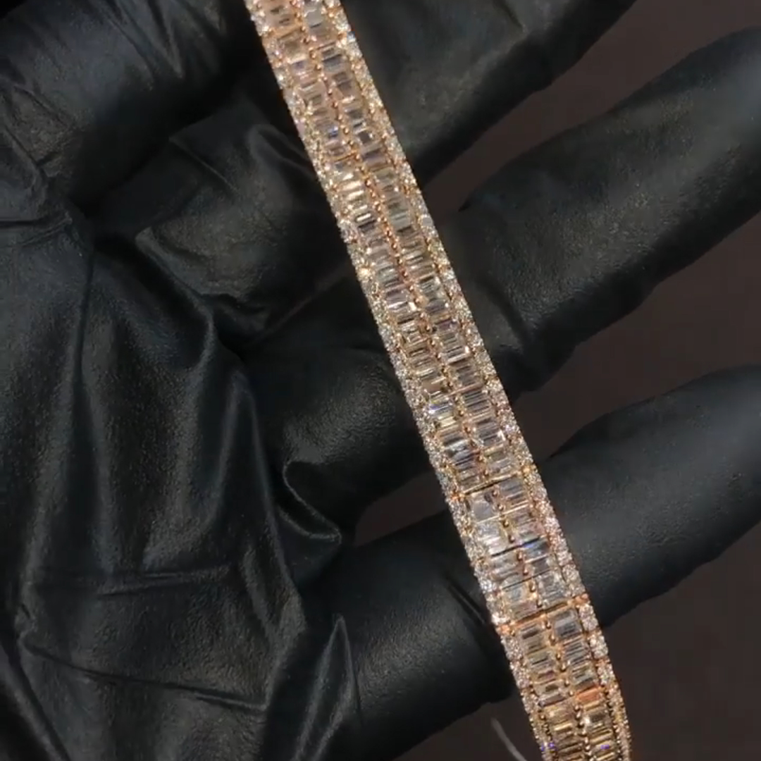 10ct Cushion-cut Zircon Handmade Sterling Silver And Rose Gold Plated Bracelet