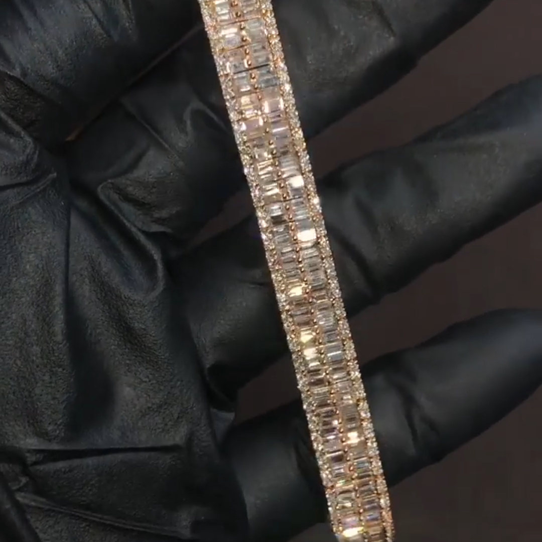 10ct Cushion-cut Zircon Handmade Sterling Silver And Rose Gold Plated Bracelet