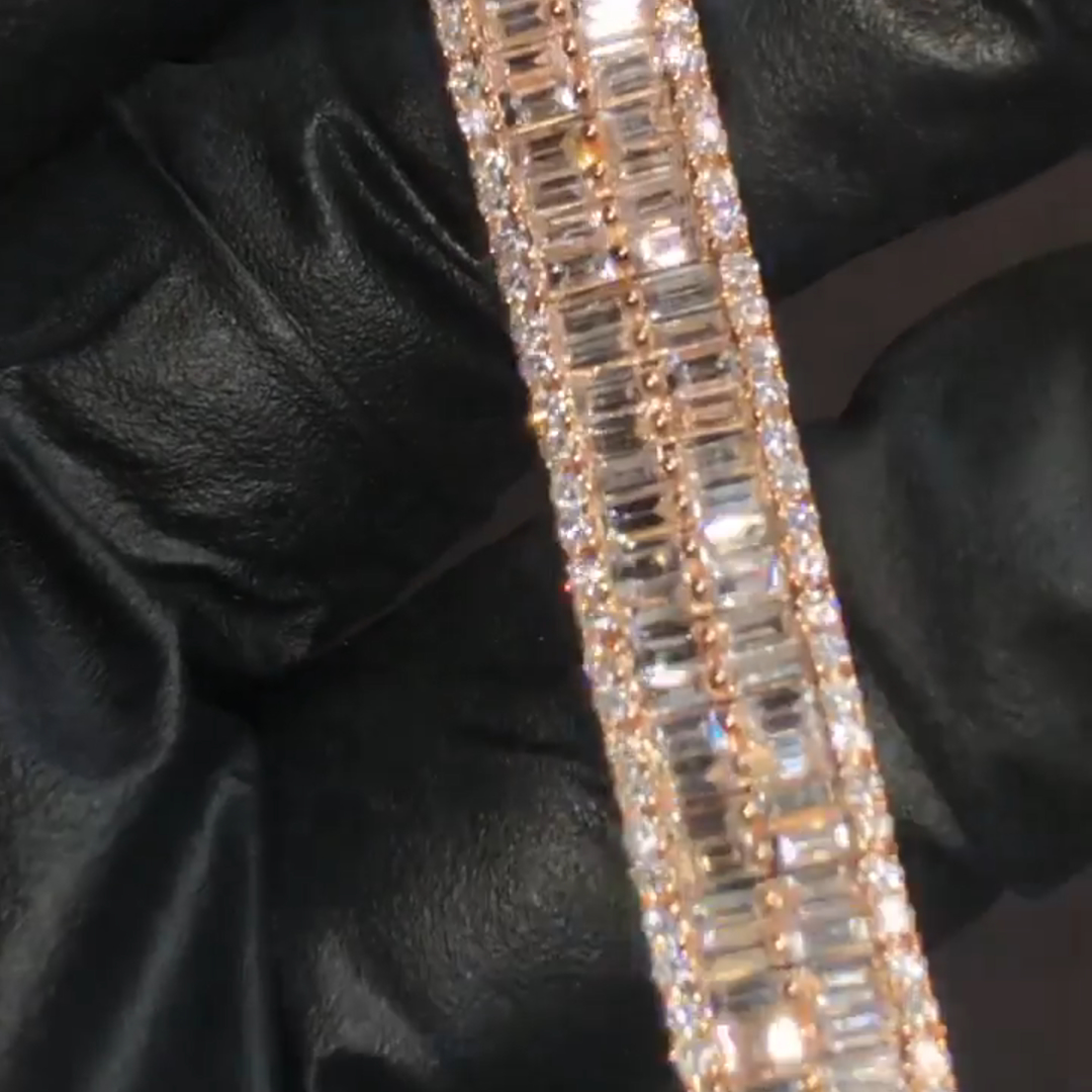 10ct Cushion-cut Zircon Handmade Sterling Silver And Rose Gold Plated Bracelet