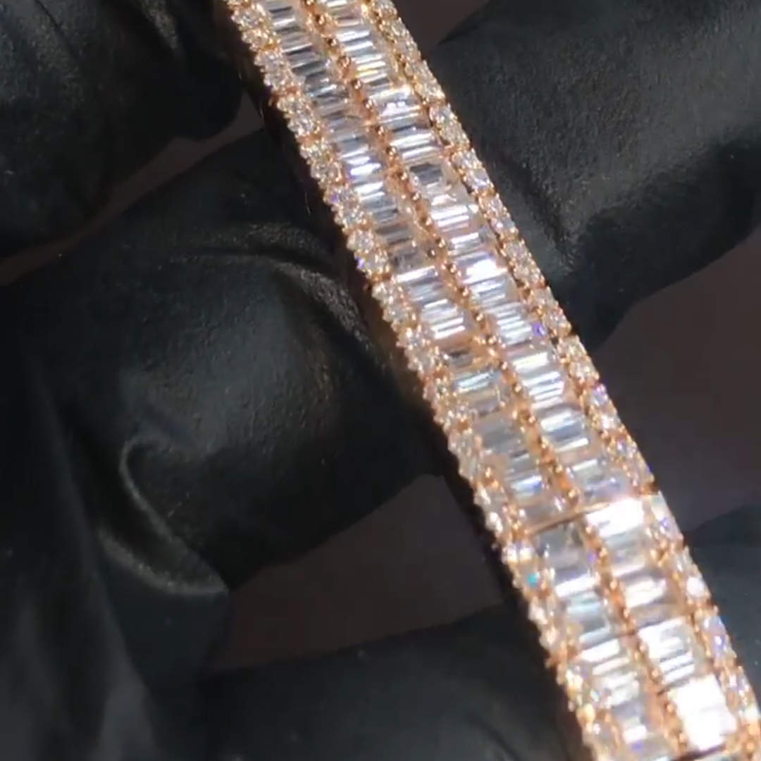 10ct Cushion-cut Zircon Handmade Sterling Silver And Rose Gold Plated Bracelet