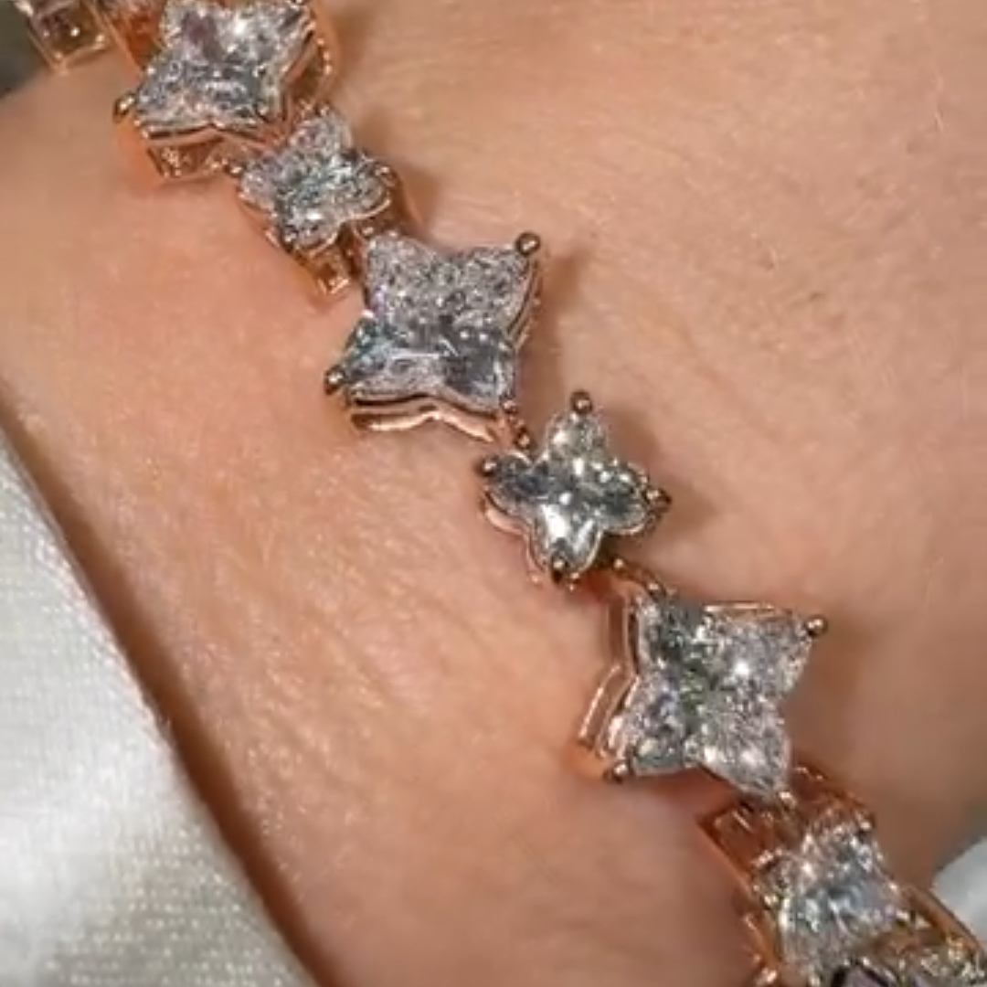 4ct Pear-shaped Sterling Silver Rose Gold Plated Handmade Luxury Bracelet