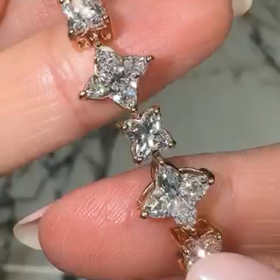 4ct Pear-shaped Sterling Silver Rose Gold Plated Handmade Luxury Bracelet