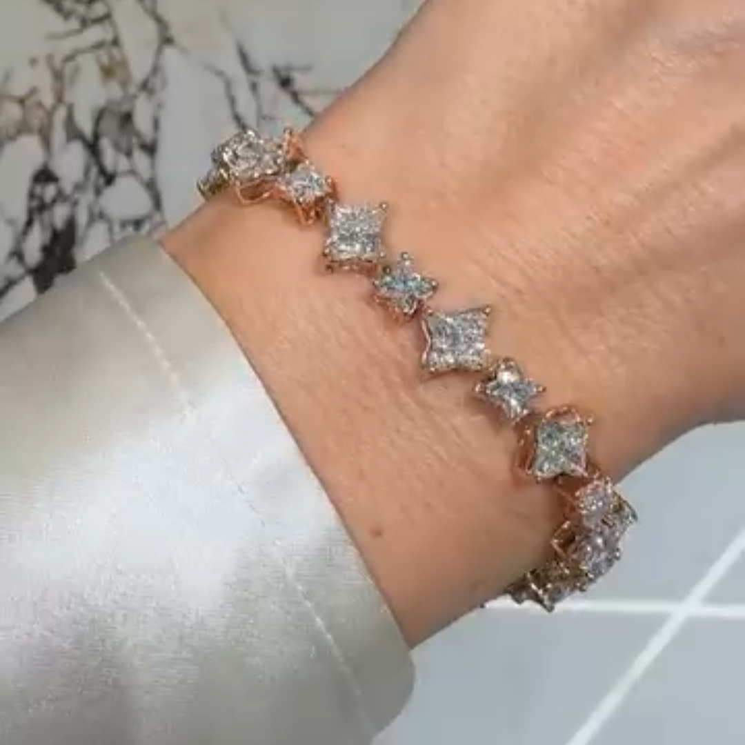 4ct Pear-shaped Sterling Silver Rose Gold Plated Handmade Luxury Bracelet