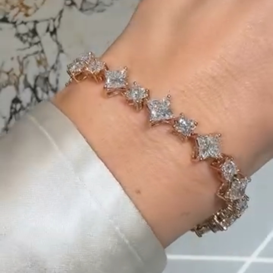 4ct Pear-shaped Sterling Silver Rose Gold Plated Handmade Luxury Bracelet