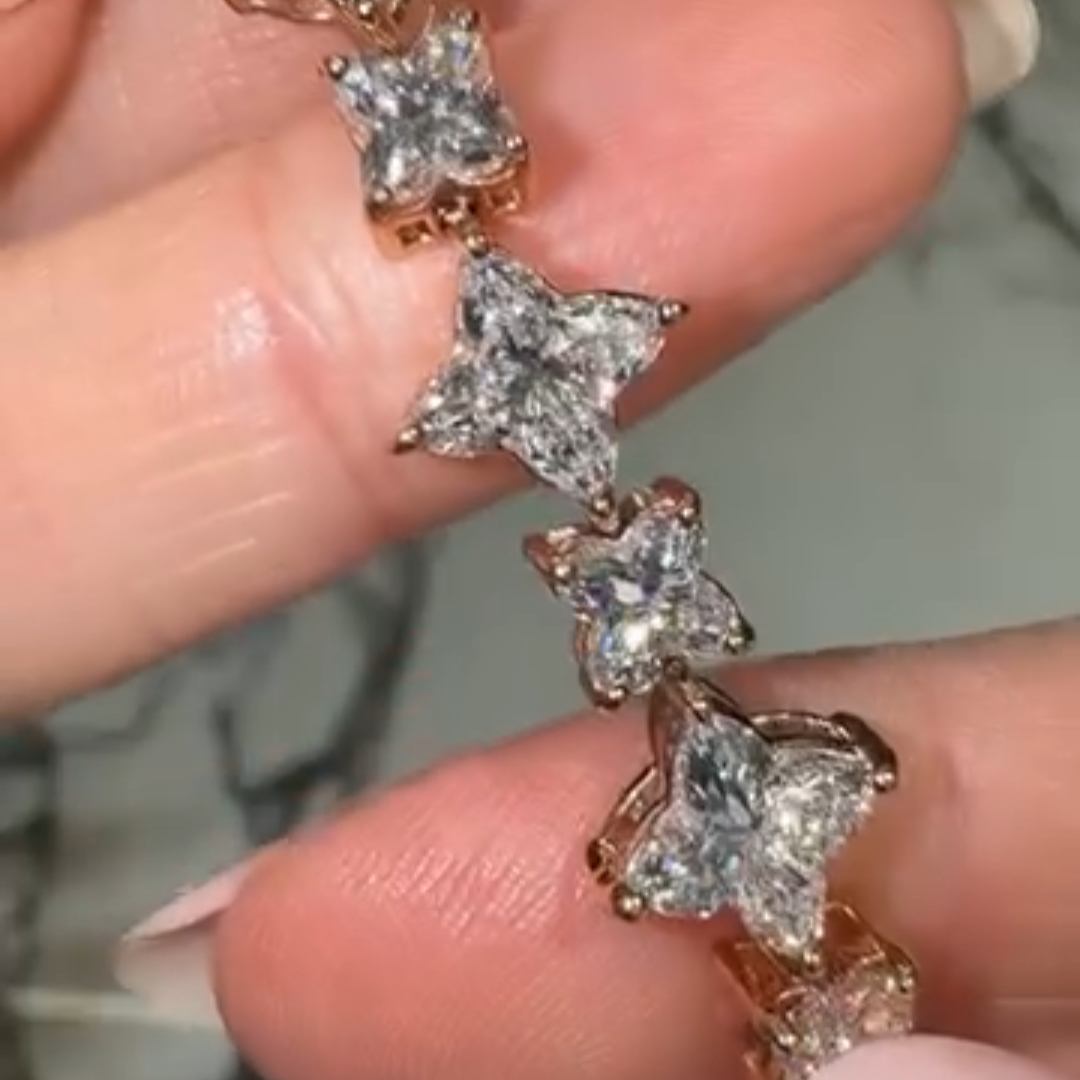 4ct Pear-shaped Sterling Silver Rose Gold Plated Handmade Luxury Bracelet