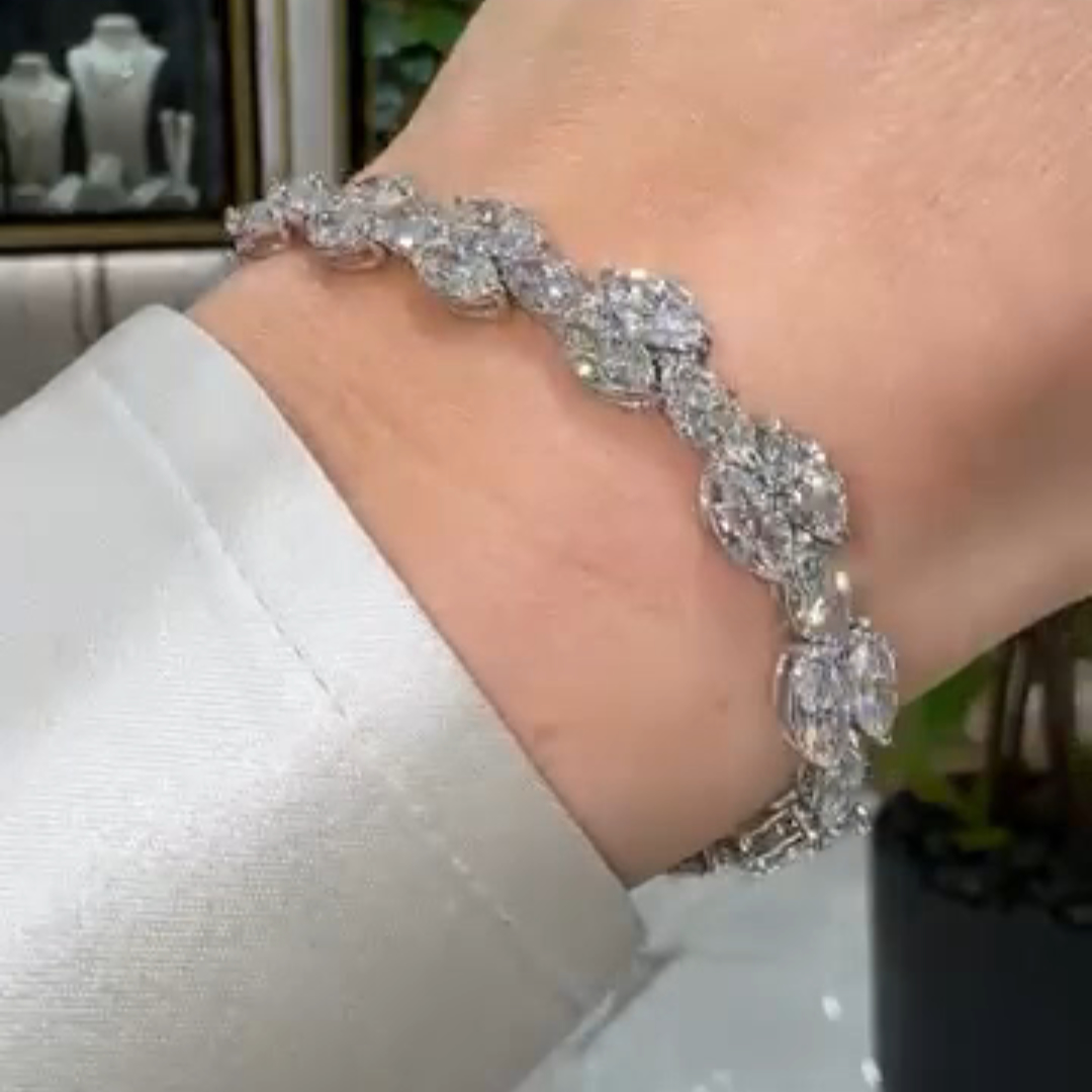 10ct Marquise-cut Sterling Silver Handmade Luxury Bracelet