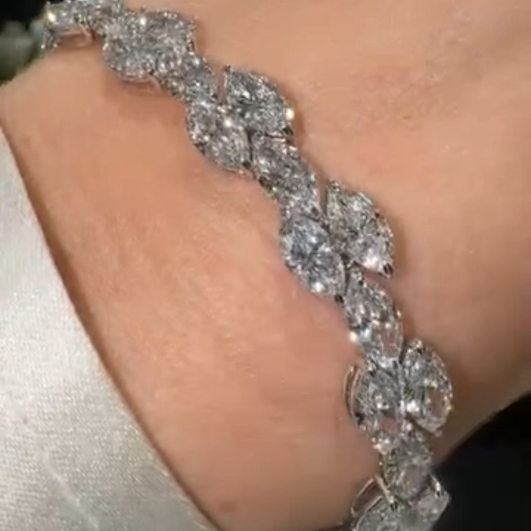 10ct Marquise-cut Sterling Silver Handmade Luxury Bracelet