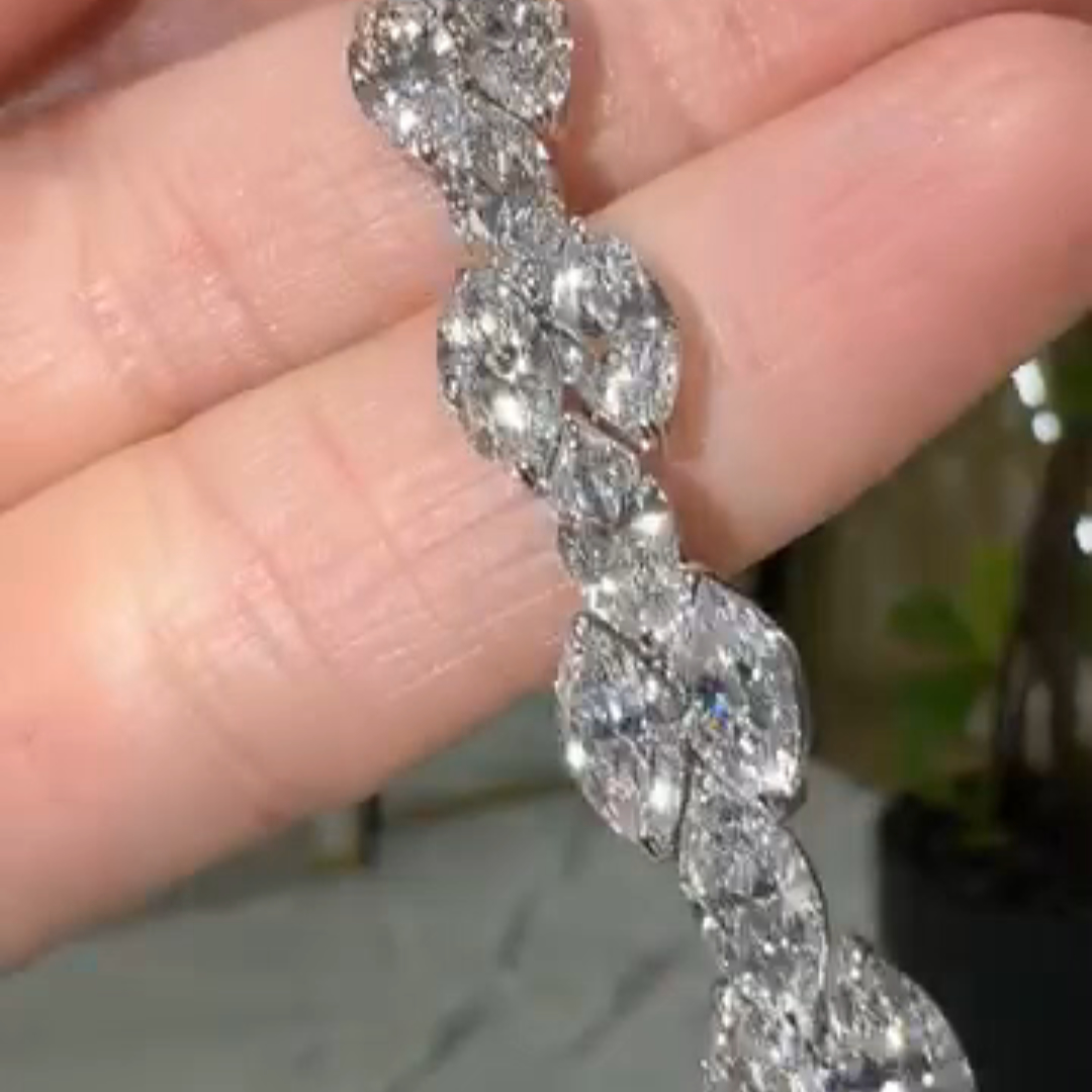 10ct Marquise-cut Sterling Silver Handmade Luxury Bracelet