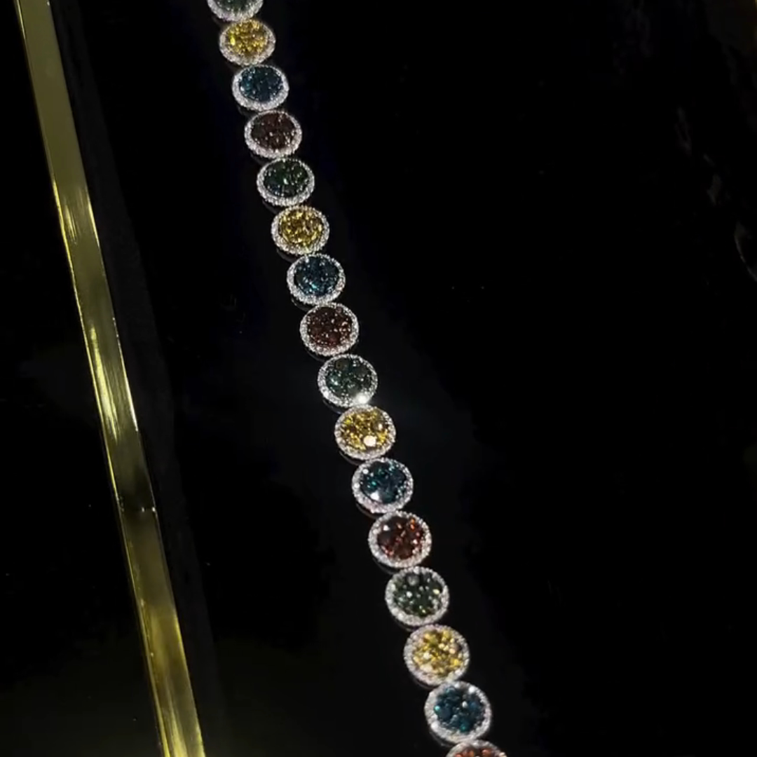 30ct Round-cut Sterling Silver Colored Gemstone Handmade Luxury Bracelet