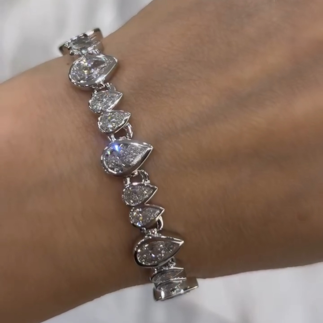 18ct Pear-shaped Sterling Silver Handmade Luxury Bracelet