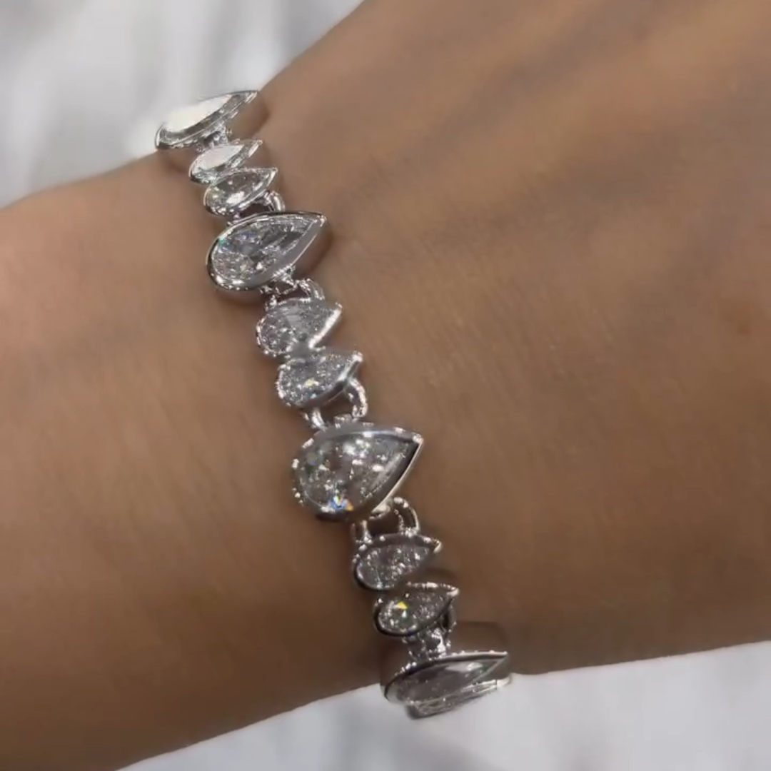 18ct Pear-shaped Sterling Silver Handmade Luxury Bracelet