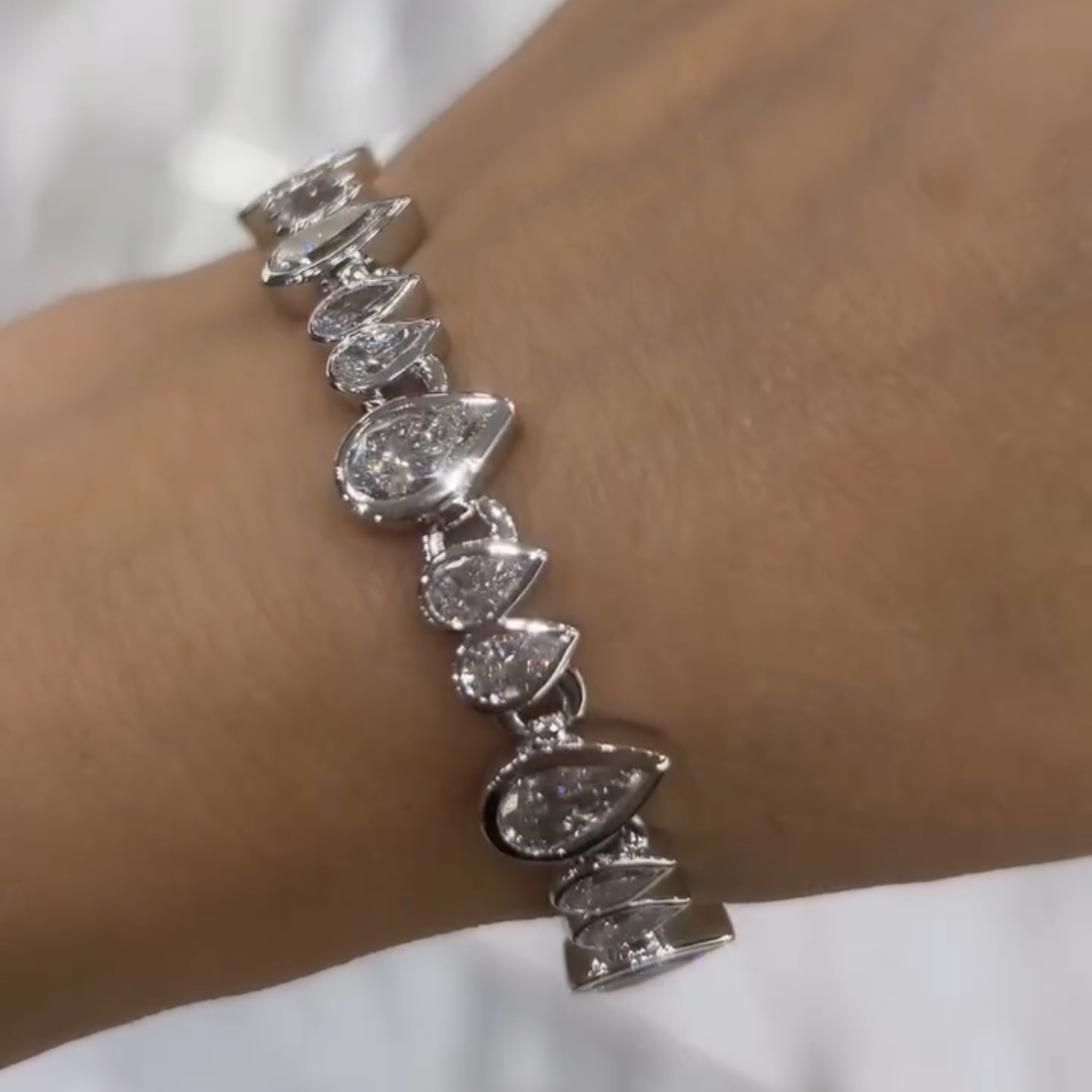 18ct Pear-shaped Sterling Silver Handmade Luxury Bracelet