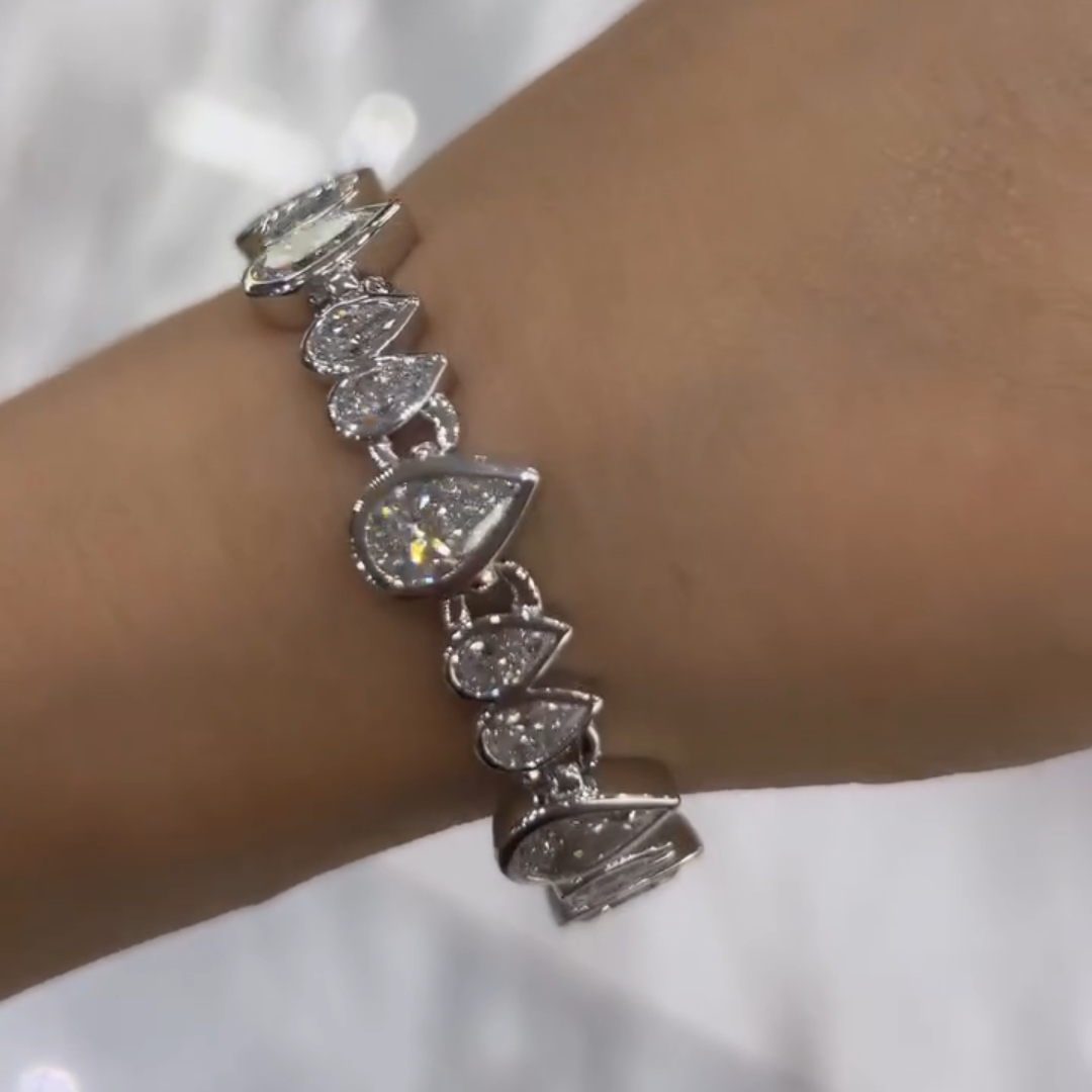 18ct Pear-shaped Sterling Silver Handmade Luxury Bracelet