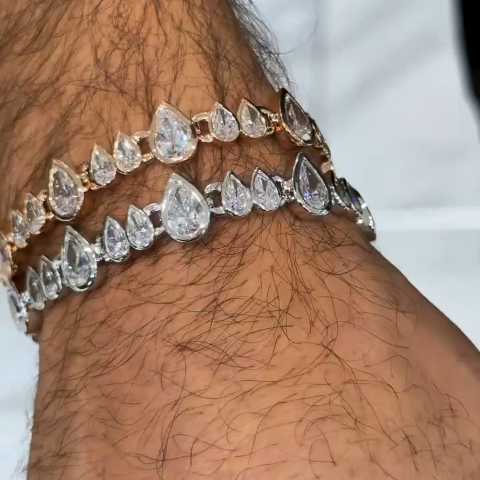 18ct Pear-shaped Sterling Silver Handmade Luxury Bracelet