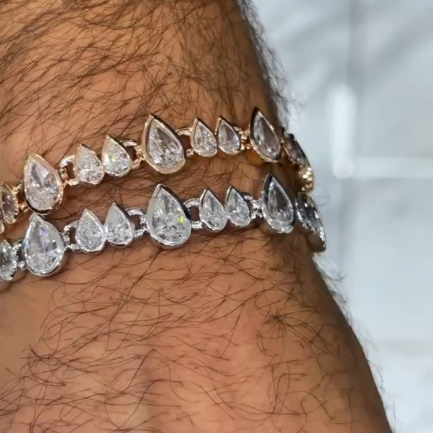 18ct Pear-shaped Sterling Silver Handmade Luxury Bracelet