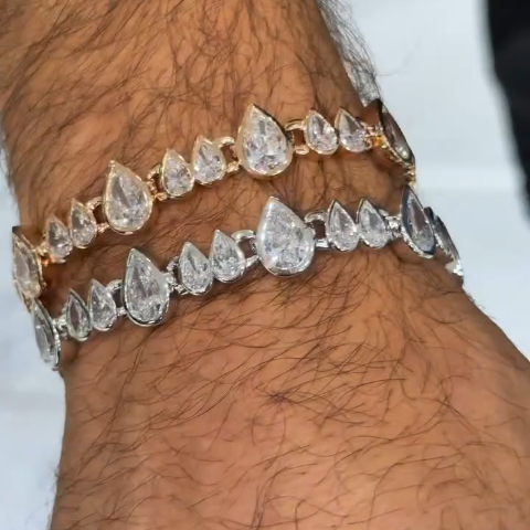 18ct Pear-shaped Sterling Silver Handmade Luxury Bracelet