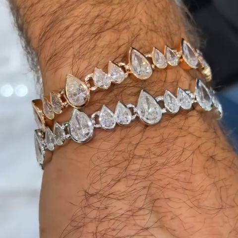 18ct Pear-shaped Sterling Silver Handmade Luxury Bracelet