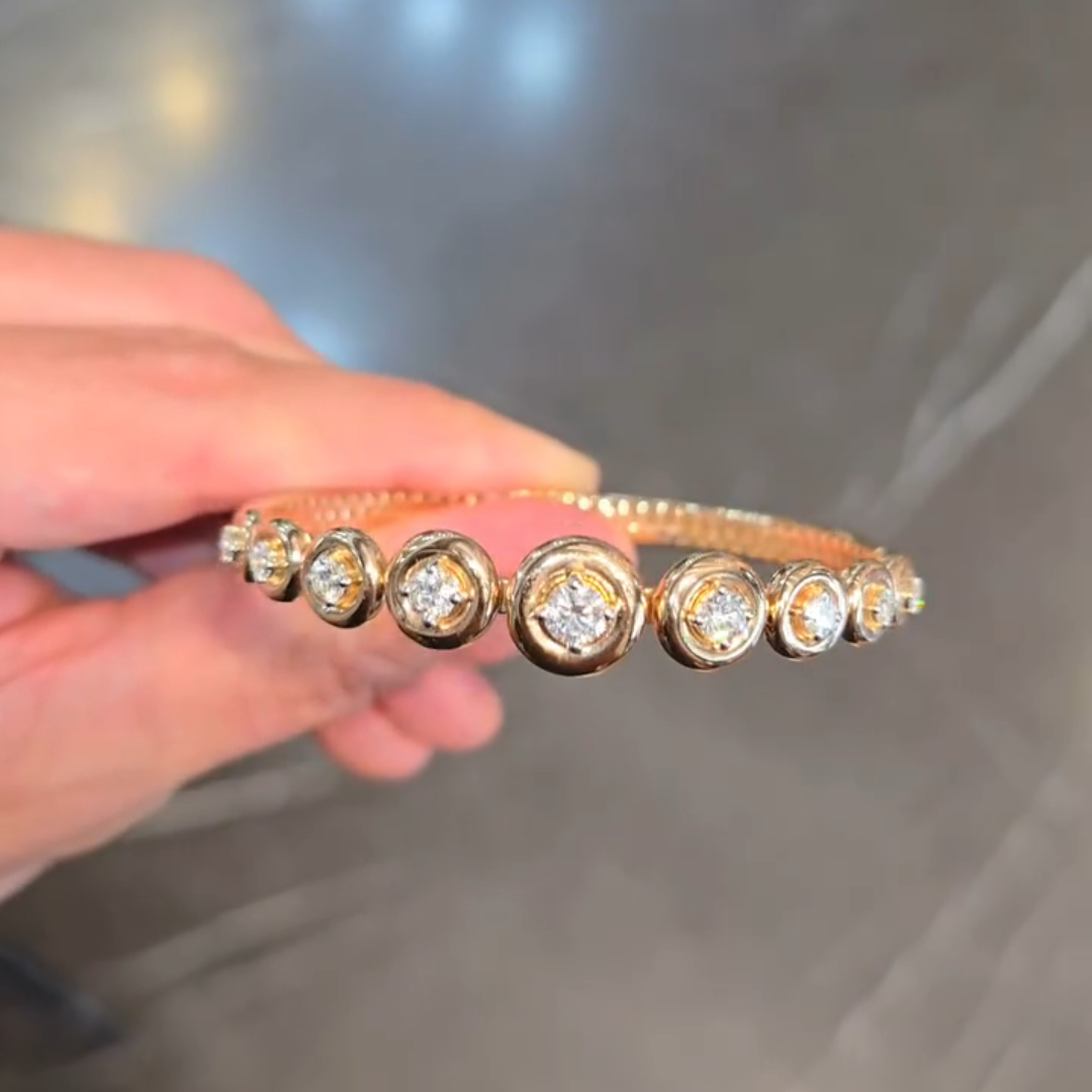 2ct Round-cut Sterling Silver Yellow Gold Plated Handmade Luxury Bracelet