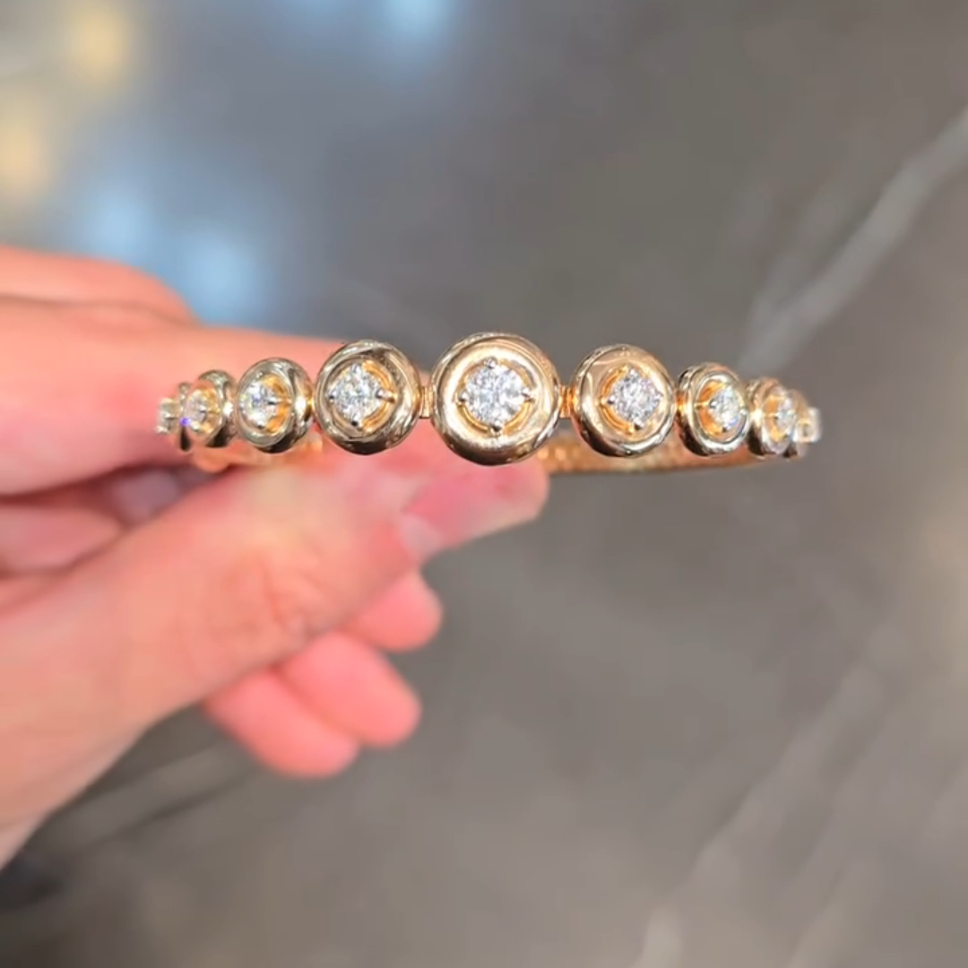 2ct Round-cut Sterling Silver Yellow Gold Plated Handmade Luxury Bracelet