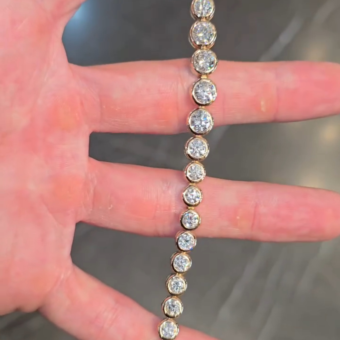 10ct Round-cut Sterling Silver Rose Gold Plated Handmade Luxury Bracelet