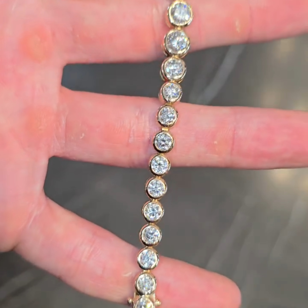 10ct Round-cut Sterling Silver Rose Gold Plated Handmade Luxury Bracelet