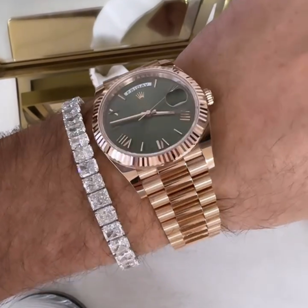 40ct Princess-cut Sterling Silver Handmade Luxury Bracelet