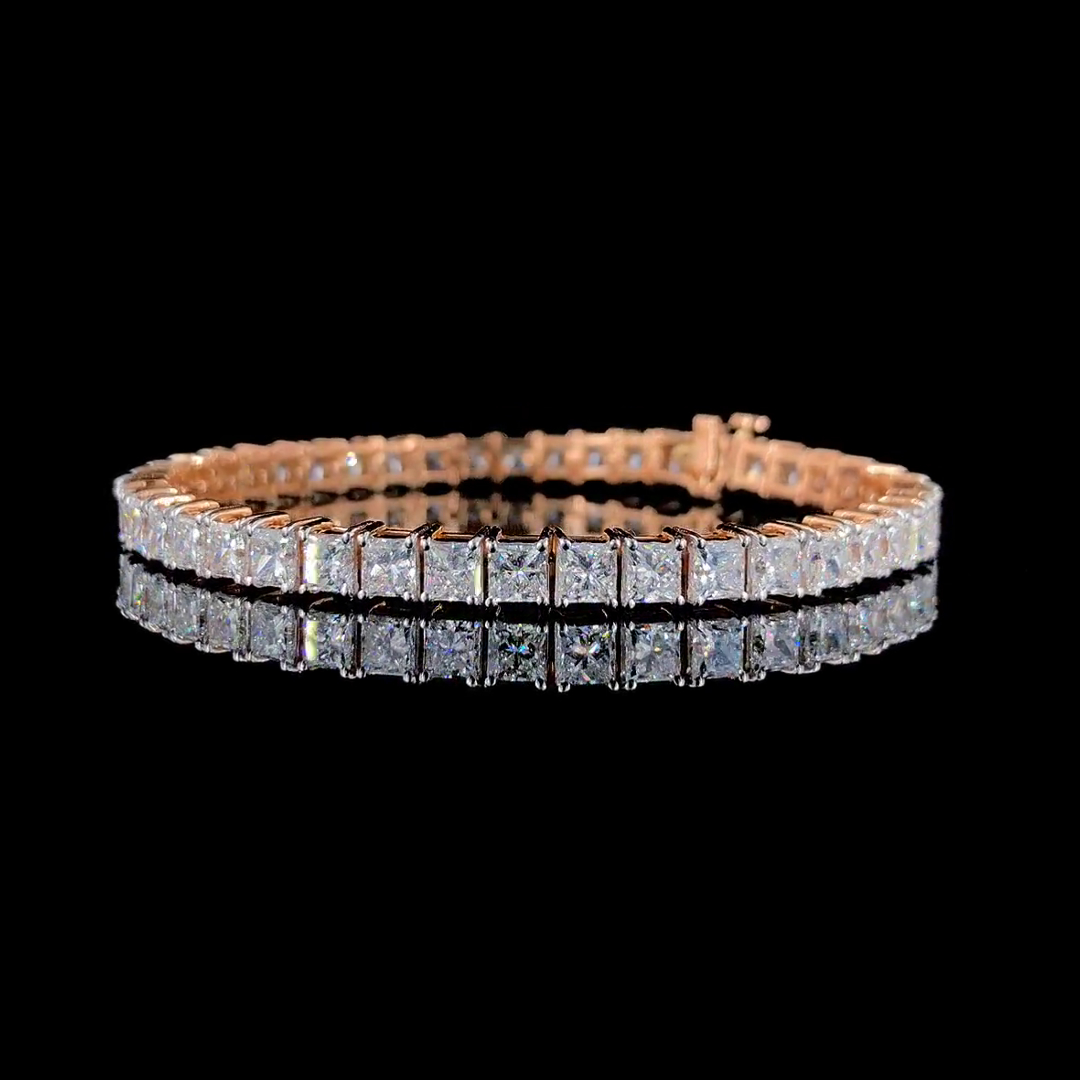 13ct Princess-cut Sterling Silver And Rose Gold-plated Handmade Bracelet