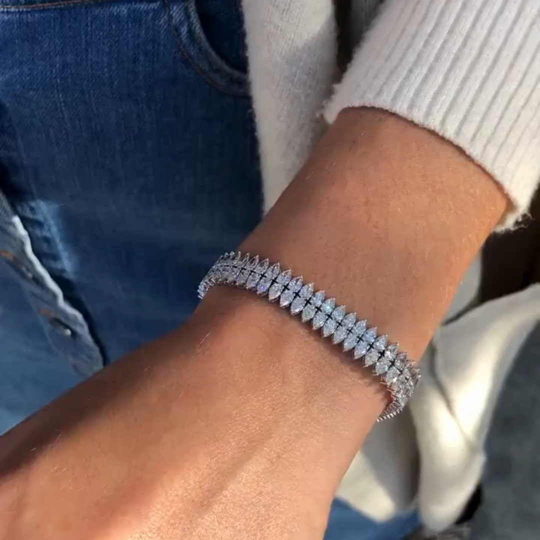 20ct Pear-shaped Sterling Silver Handmade Bracelet