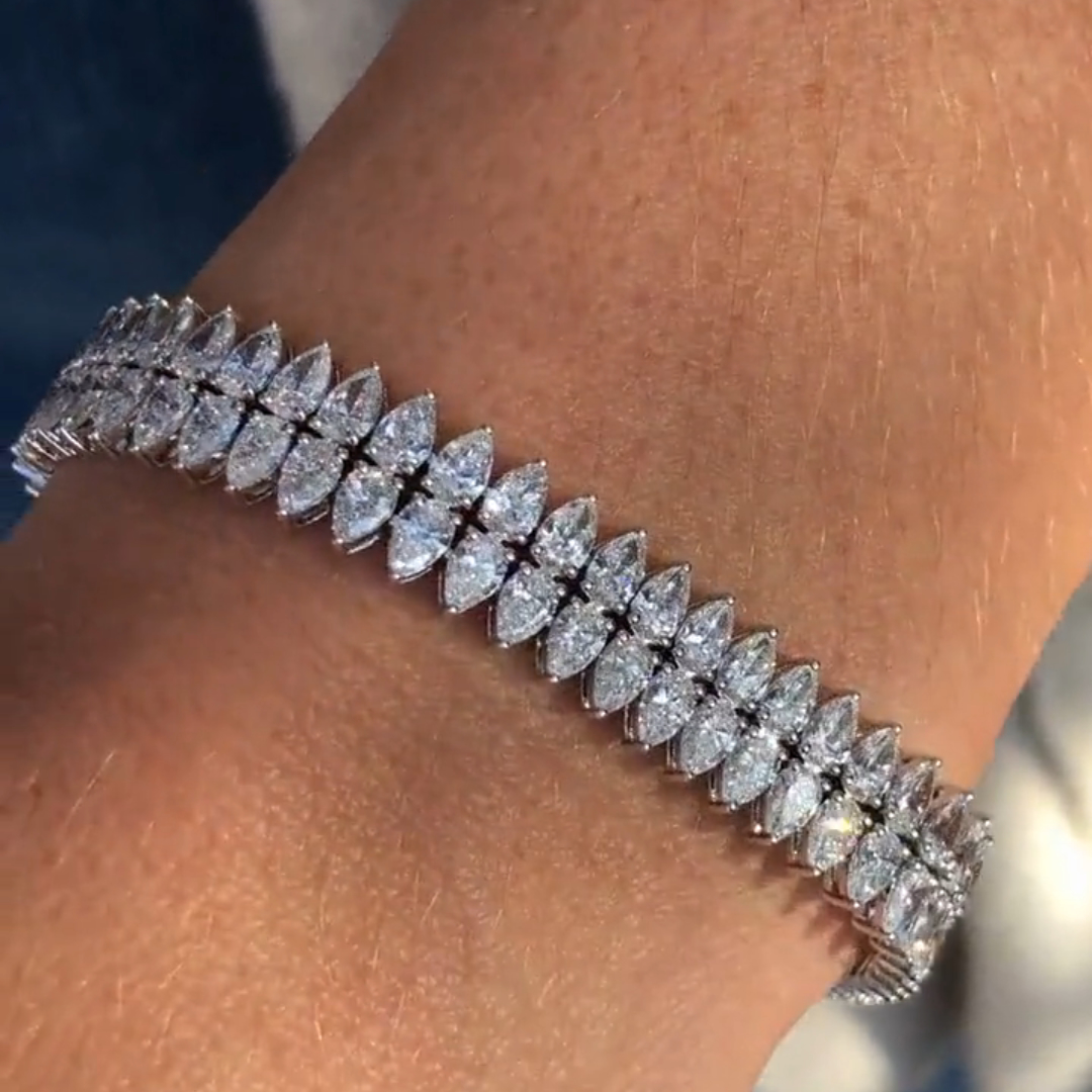 20ct Pear-shaped Sterling Silver Handmade Bracelet