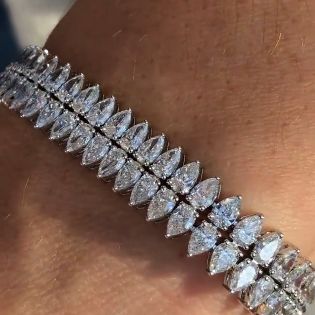 20ct Pear-shaped Sterling Silver Handmade Bracelet