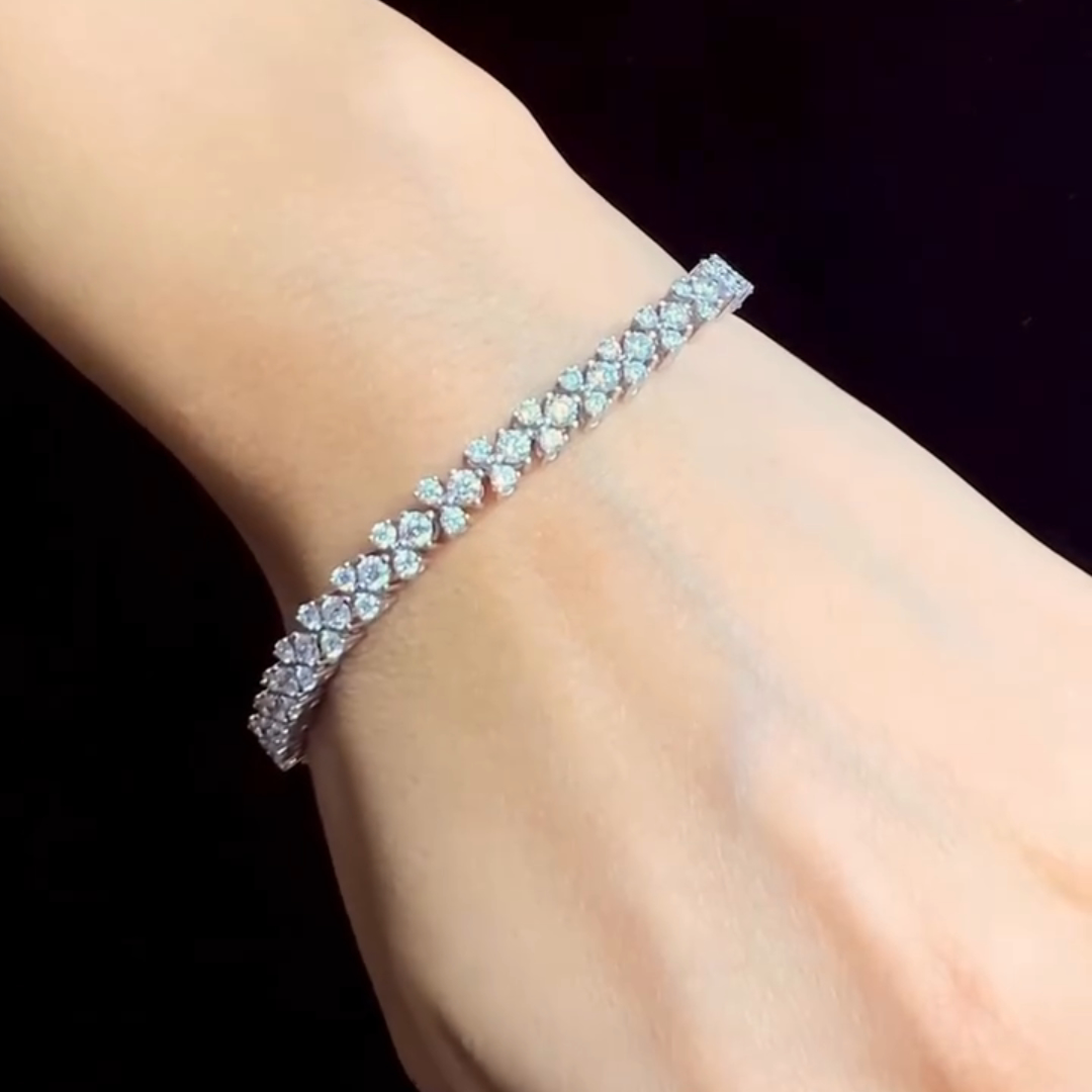 5ct Round-cut Sterling Silver Handmade Bracelet