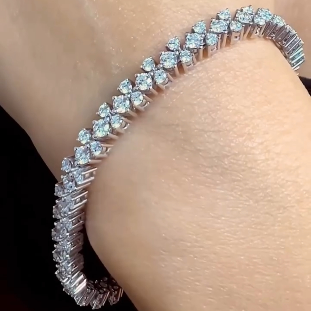 5ct Round-cut Sterling Silver Handmade Bracelet