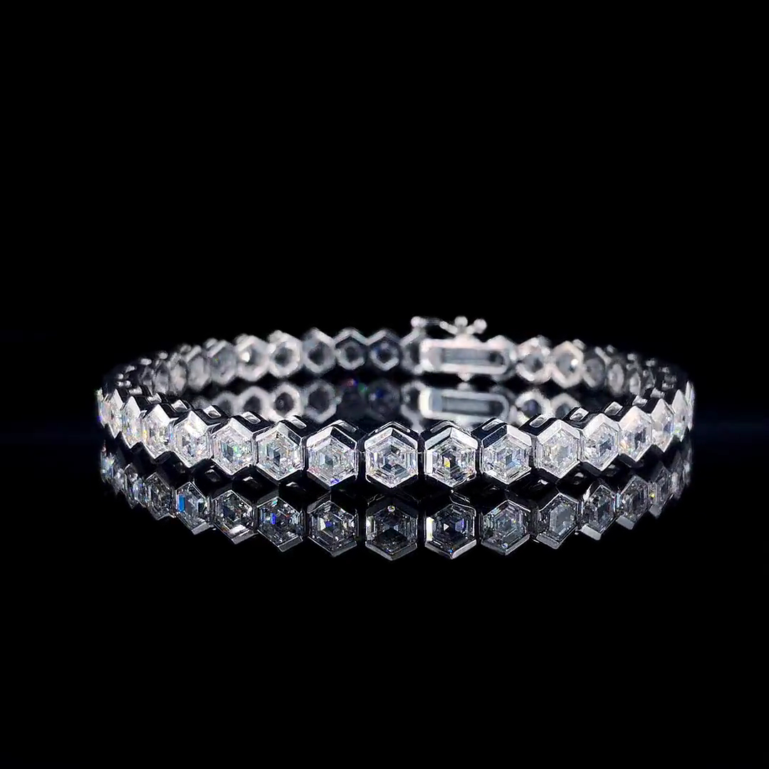 10ct Hexagon-cut Sterling Silver Handmade Bracelet