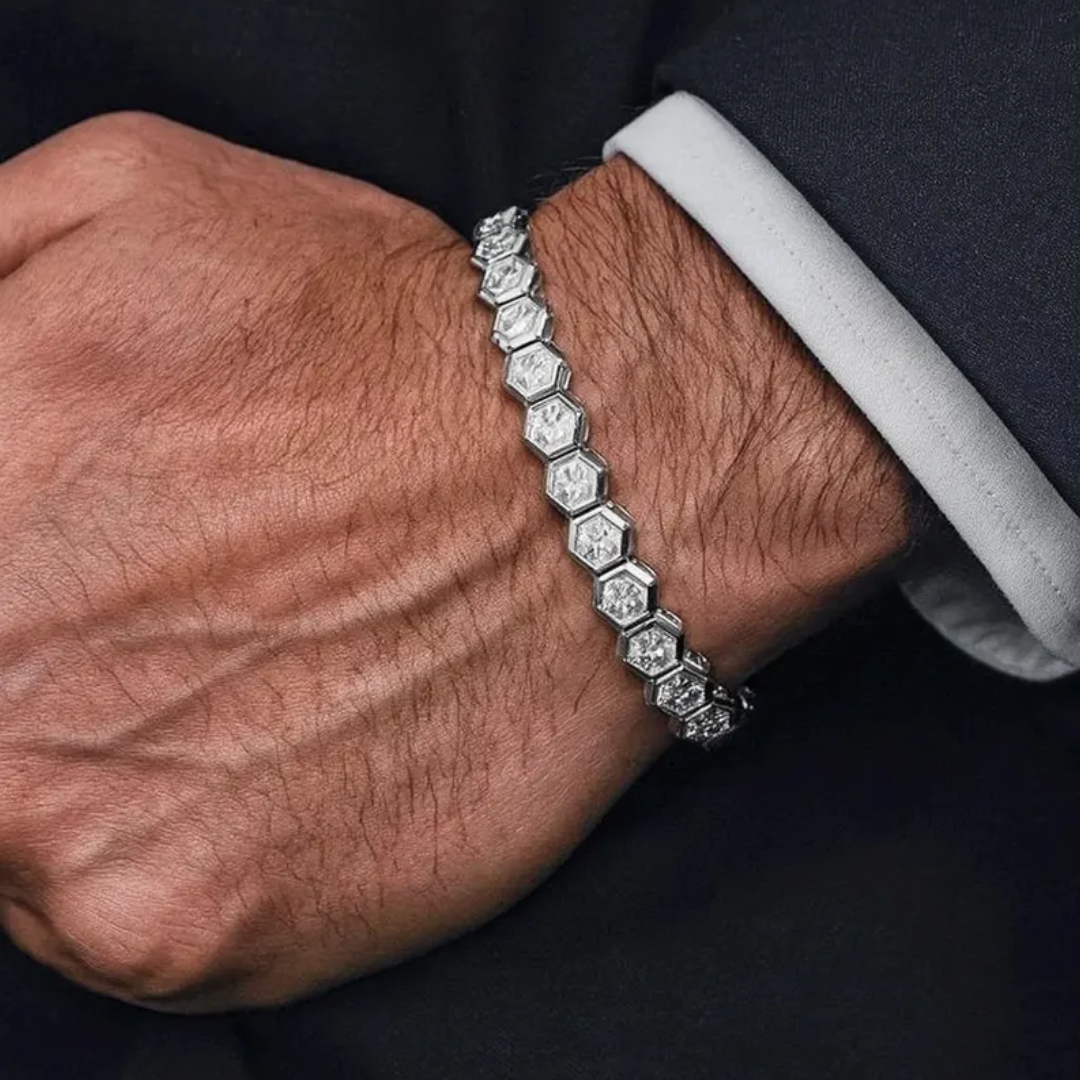 10ct Hexagon-cut Sterling Silver Handmade Bracelet