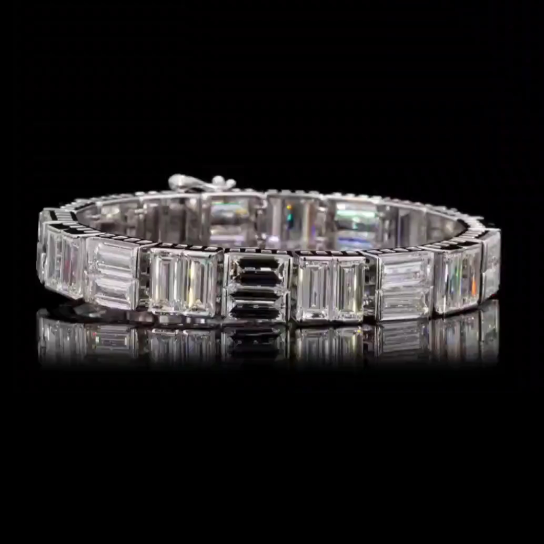8ct Emerald-cut Sterling Silver Handmade Bracelet