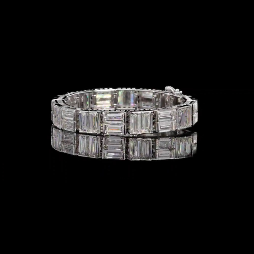 8ct Emerald-cut Sterling Silver Handmade Bracelet