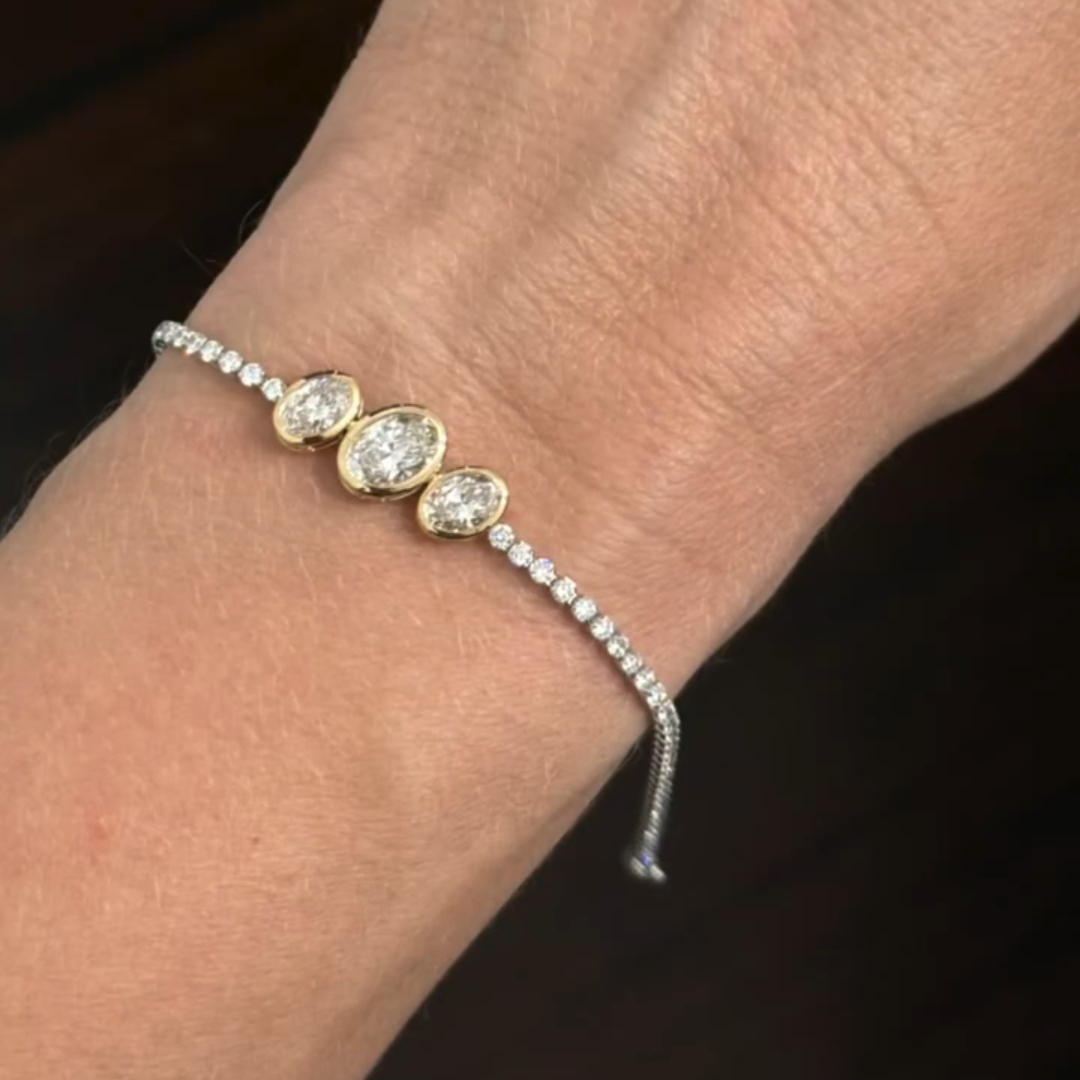 6ct Oval-cut Sterling Silver Handmade Bracelet