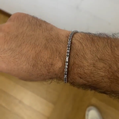 5ct Round-cut Obsidian Sterling Silver Handmade Bracelet