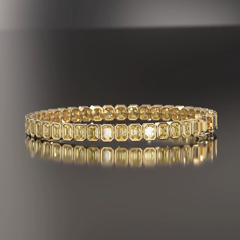 15ct Emerald-cut Sterling Silver And Yellow Gold-plated Handmade Bracelet