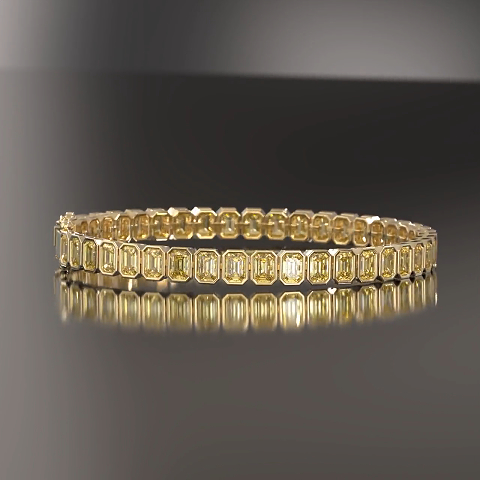 15ct Emerald-cut Sterling Silver And Yellow Gold-plated Handmade Bracelet