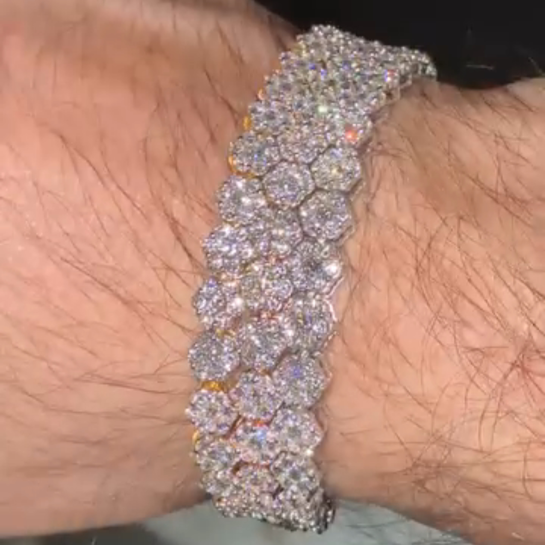 5ct Round-cut Zircon Sterling Silver Handmade Bracelet