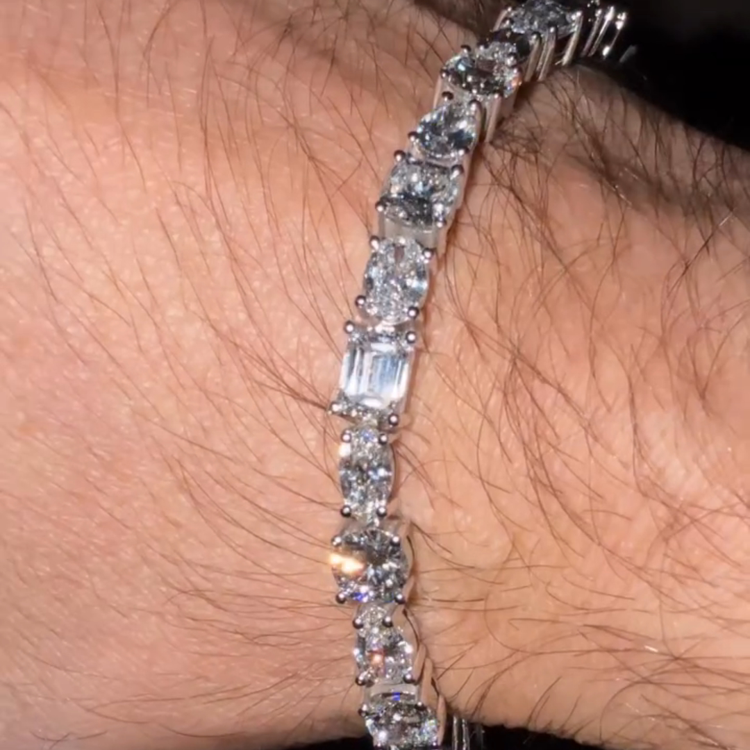 15ct Multi-cut Sterling Silver Handmade Bracelet