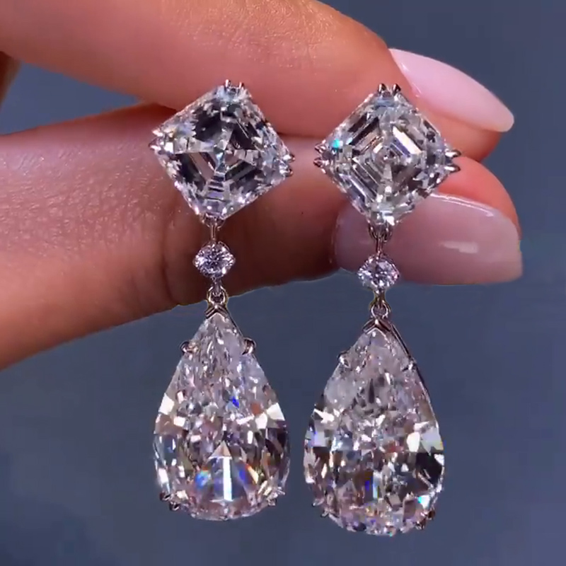 11ct Pear Cut White Diamonds Drop Earrings