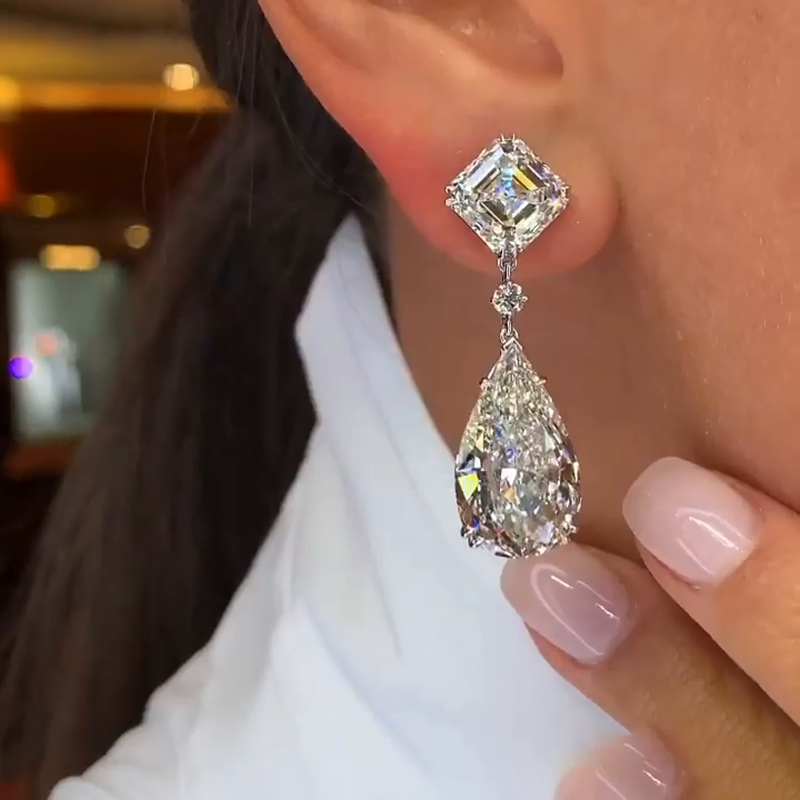 11ct Pear Cut White Diamonds Drop Earrings