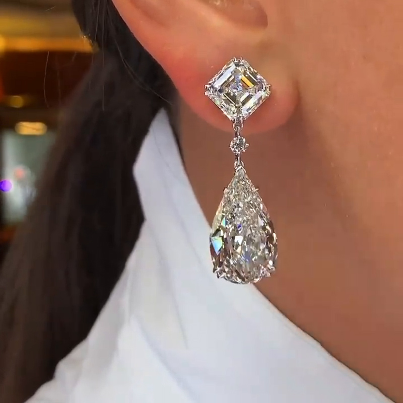 11ct Pear Cut White Diamonds Drop Earrings