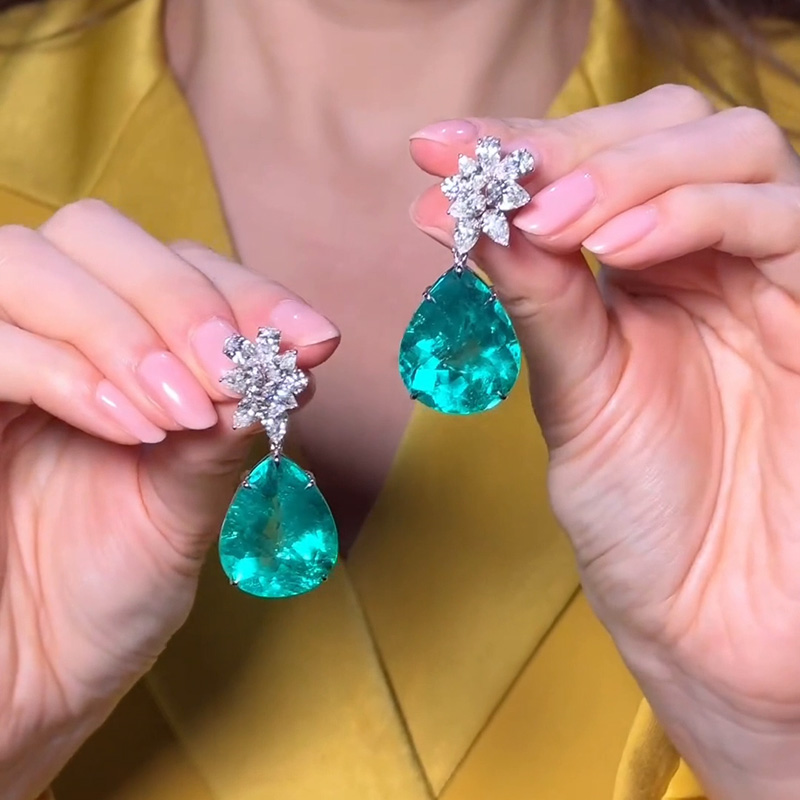 15ct Pear Cut Paraíba Tourmaline Drop Earrings