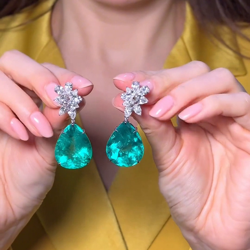 15ct Pear Cut Paraíba Tourmaline Drop Earrings