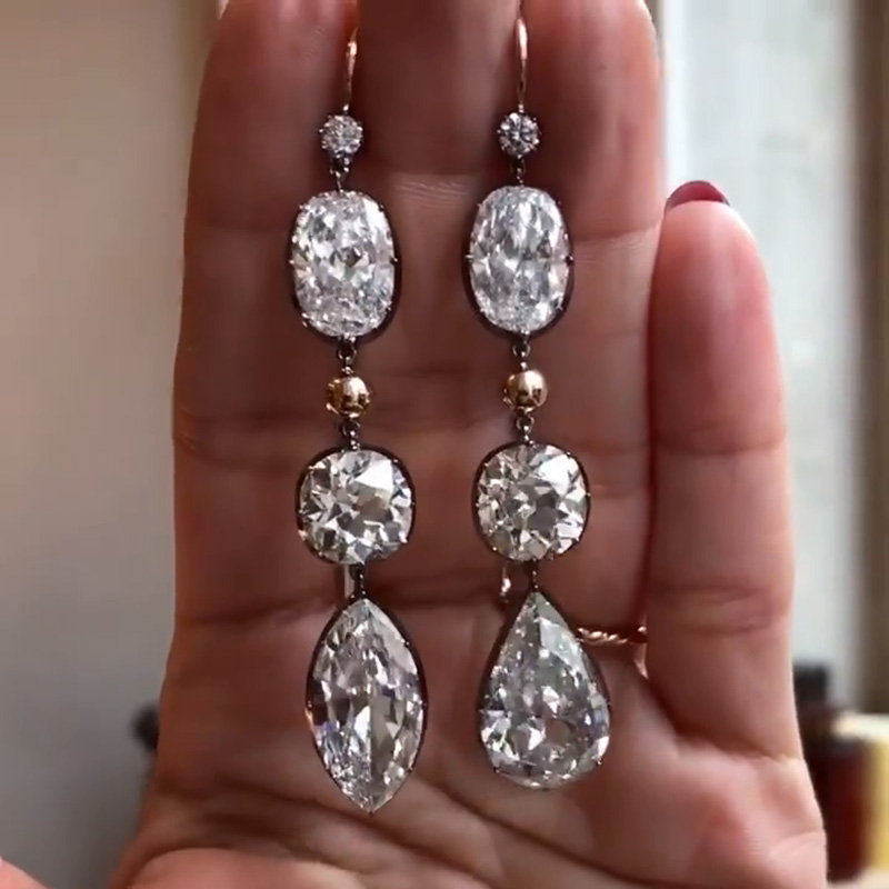 19ct Multi-Cut White Sapphire Drop Earrings In Gold