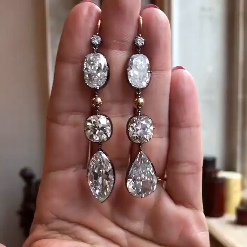 19ct Multi-Cut White Sapphire Drop Earrings In Gold